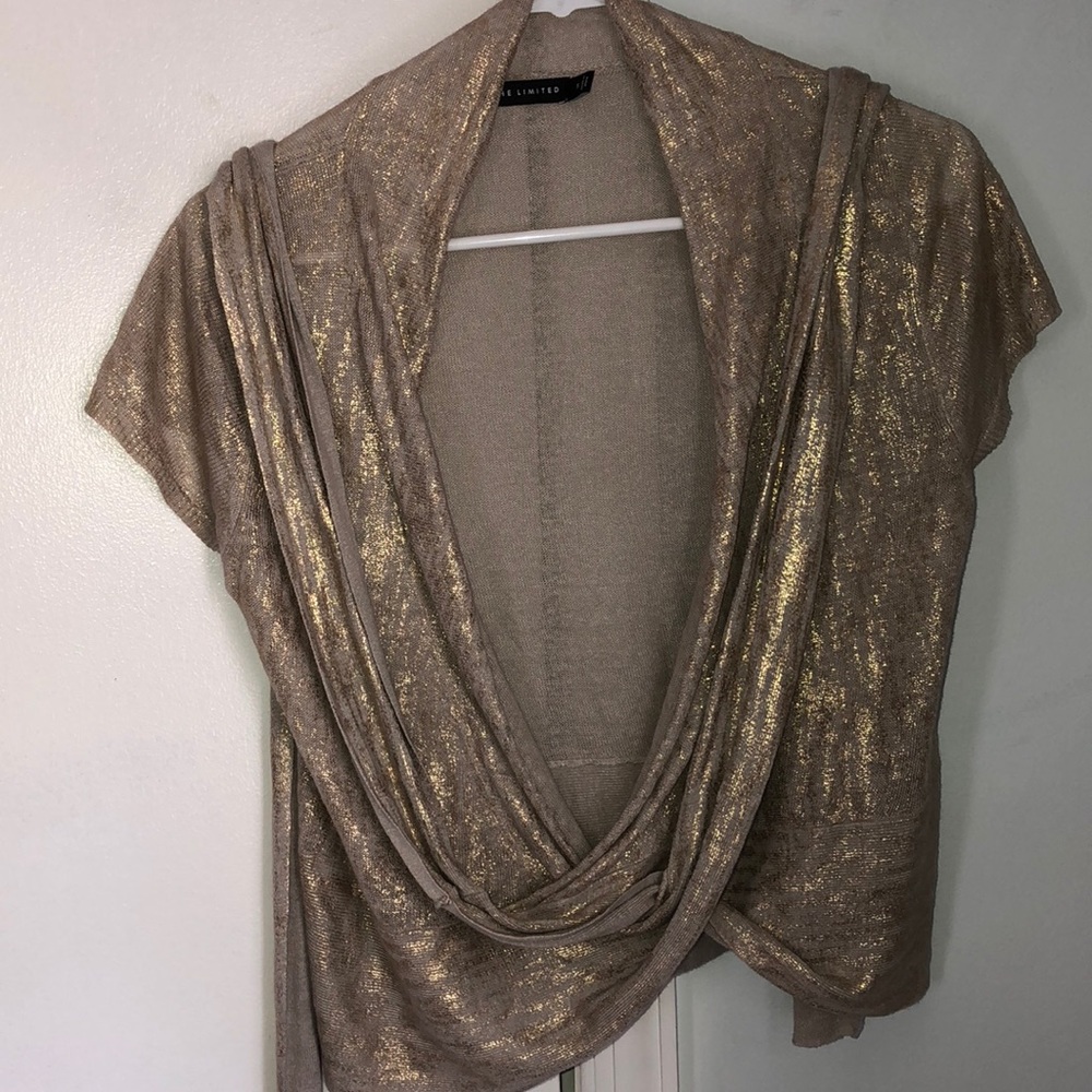 Limited gold beige wrap top.